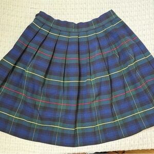 Pleated Blue Green Tartan Skirt - Classic Plaid